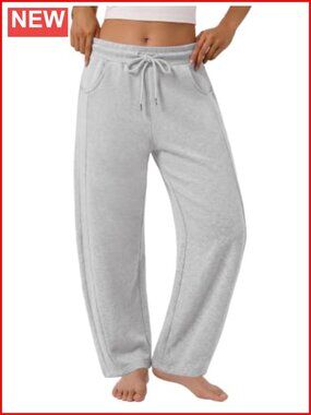 Wide Leg Barrel Sweatpants Cotton Blend Drawstring Lounge Pants